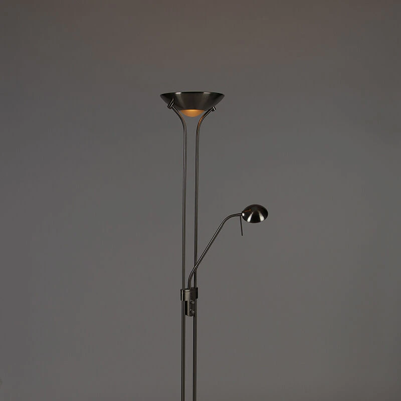 QAZQA Stehleuchte Stahl mit Leselampe inkl. LED und Dimmer - Diva 17 QAZQA Stehleuchte Stahl mit Leselampe inkl. LED und Dimmer - Diva – Bild 15