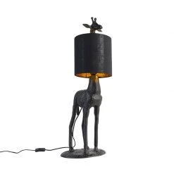 QAZQA Vintage Stehlampe schwarz mit Stoffschirm schwarz - Giraffe To -Stehlampen Verkaufsladen 6895 103974 5