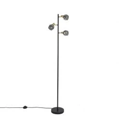 QAZQA Art Deco Stehleuchte schwarz und gold mit Rauchglas 3-Licht - Vidro 31 QAZQA Art Deco Stehleuchte schwarz und gold mit Rauchglas 3-Licht - Vidro -Stehlampen Verkaufsladen 6933 102487 14