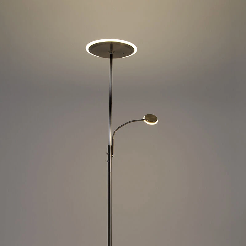 QAZQA Moderne Stehlampe Stahl inkl. LED mit Fernbedienung und Lesearm - Strela 20 QAZQA Moderne Stehlampe Stahl inkl. LED mit Fernbedienung und Lesearm - Strela – Bild 18