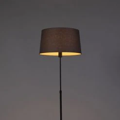 QAZQA Stehlampe schwarz mit dunkelgrauem Leinenschirm 45 cm - Parte -Stehlampen Verkaufsladen 6969 93217 9