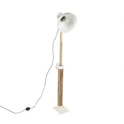 QAZQA Industriestehlampe weiß mit Mangoholz - Mangos -Stehlampen Verkaufsladen 6974 98838 10