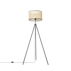 QAZQA Ländliches Stehlampen-Stativ schwarz mit Rattan-Schirm - Kata -Stehlampen Verkaufsladen 6985 103454 12