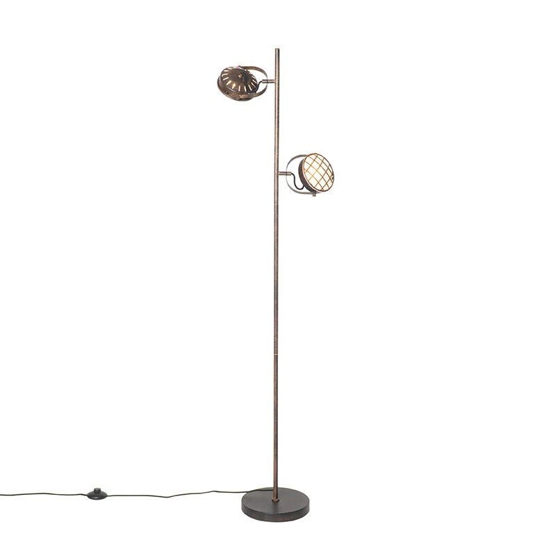 QAZQA Vintage Stehlampe rostbraun 2-flammig - Tamina 9 QAZQA Vintage Stehlampe rostbraun 2-flammig - Tamina – Bild 7