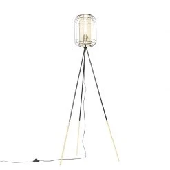QAZQA Design Stehlampe Stativ schwarz mit Gold - Gaze -Stehlampen Verkaufsladen 7015 104846 8