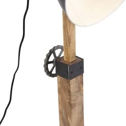 QAZQA Industriestehlampe schwarz mit Mangoholz - Mangos -Stehlampen Verkaufsladen 7024 98830 3