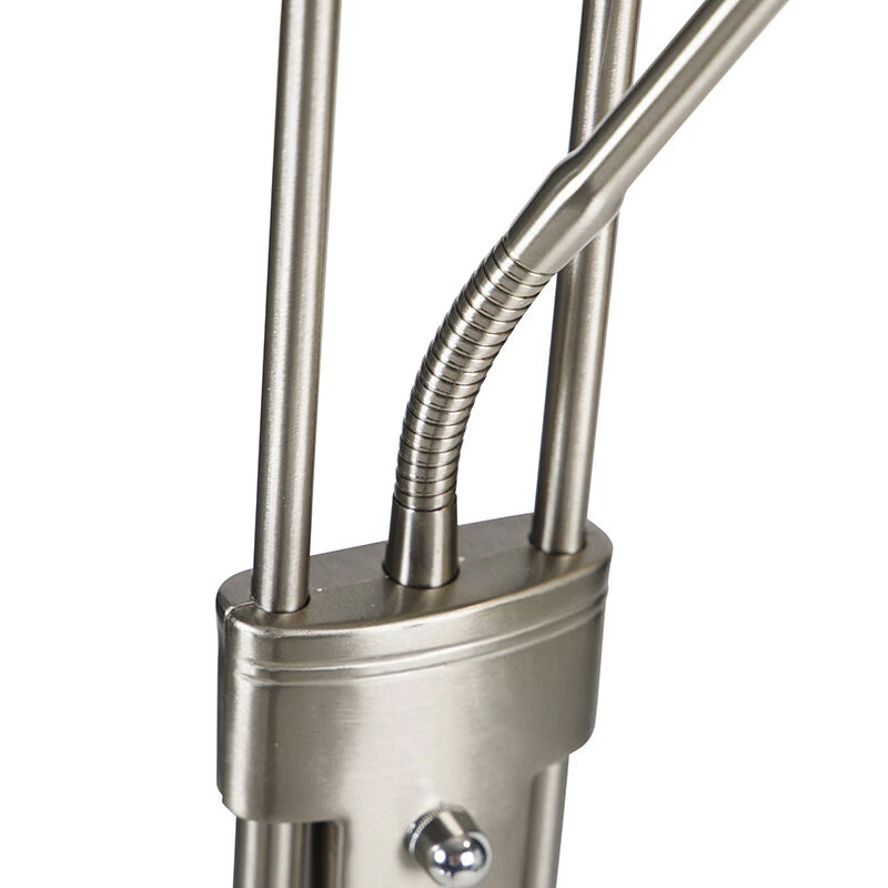 QAZQA Stehleuchte Stahl mit Leselampe inkl. LED und Dimmer - Diva 12 QAZQA Stehleuchte Stahl mit Leselampe inkl. LED und Dimmer - Diva – Bild 10