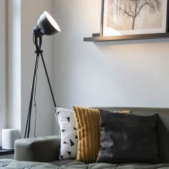 QAZQA Industrie-Stehleuchte schwarz mit silber - Frodo