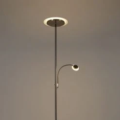 QAZQA Moderne vloerlamp staal incl. LED met leesarm - Chala 30 QAZQA Moderne vloerlamp staal incl. LED met leesarm - Chala -Stehlampen Verkaufsladen 7118 102612 13