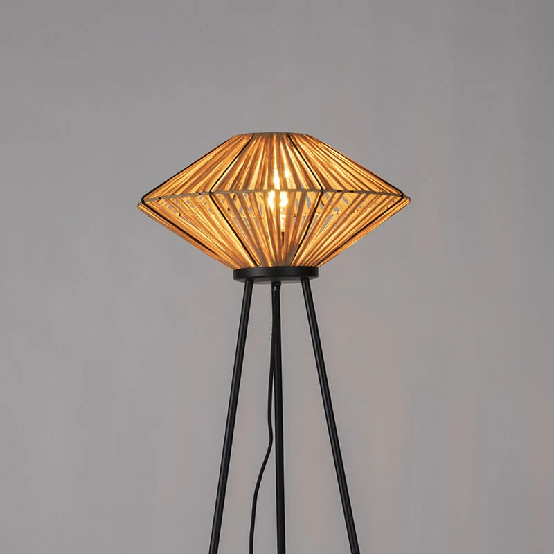 QAZQA Orientalische Stehlampe Stativ Rattan - Stroh 13 QAZQA Orientalische Stehlampe Stativ Rattan - Stroh – Bild 11