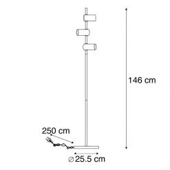 QAZQA Modern schwarz mit Messing Stehleuchte 3 Leuchten - Facil -Stehlampen Verkaufsladen 7143 98928 3