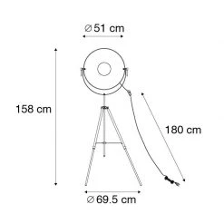 QAZQA Stehlampe schwarz mit gold 51 cm verstellbarem Stativ - Magnax -Stehlampen Verkaufsladen 7185 102519 3