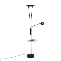 QAZQA Stehlampe schwarz mit Lesearm inkl. LED und USB-Anschluss - Sevilla -Stehlampen Verkaufsladen 7206 99508 15