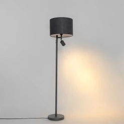 QAZQA Stehlampe schwarz mit weißer Innenseite und Leselampe - Jelena 30 QAZQA Stehlampe schwarz mit weißer Innenseite und Leselampe - Jelena -Stehlampen Verkaufsladen 7212 105567 12