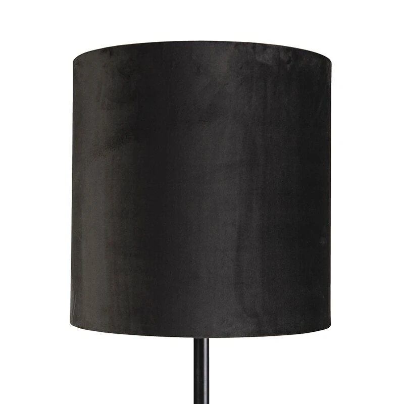 QAZQA Schwarze Stehlampe mit Veloursschirm schwarz mit Gold 40 cm - Simplo 5 QAZQA Schwarze Stehlampe mit Veloursschirm schwarz mit Gold 40 cm - Simplo – Bild 3