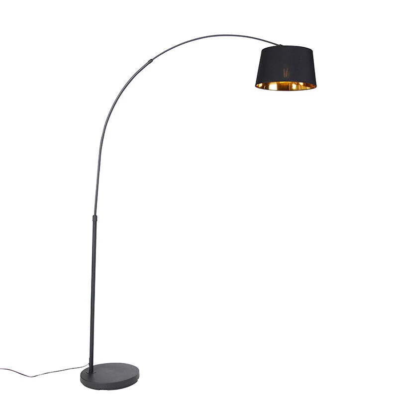 QAZQA Moderne Bogenlampe schwarz mit Gold - Arc Basic 3 QAZQA Moderne Bogenlampe schwarz mit Gold - Arc Basic