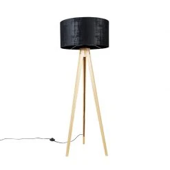 QAZQA Stehlampe Holz mit Stoffschirm schwarz 50 cm - Tripod Classic 25 QAZQA Stehlampe Holz mit Stoffschirm schwarz 50 cm - Tripod Classic -Stehlampen Verkaufsladen 7295 104363 11