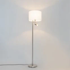 QAZQA Stehlampe Stahl mit Schirm weiß und Leselampe - Jelena -Stehlampen Verkaufsladen 7304 105569 14