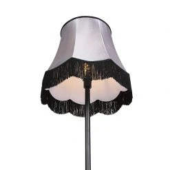 QAZQA Klassische Stehleuchte schwarz mit Granny B Schirm grau - Simplo 17 QAZQA Klassische Stehleuchte schwarz mit Granny B Schirm grau - Simplo -Stehlampen Verkaufsladen 7333 102134 4