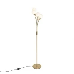 QAZQA Moderne Stehlampe gold mit Opalglas 5-flammig - Athens -Stehlampen Verkaufsladen 7356 105253 8