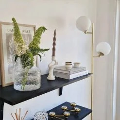 QAZQA Art Deco Stehleuchte Gold mit Milchglas 2-Licht - Pallon