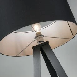 QAZQA Moderne Stehlampe schwarz mit schwarzem Schirm - Ilse -Stehlampen Verkaufsladen 7490 93703 5