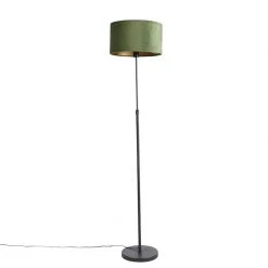 QAZQA Stehleuchte schwarz mit Veloursschirm grün mit Gold 35 cm - Parte -Stehlampen Verkaufsladen 7515 98588 10