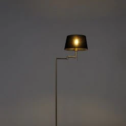 QAZQA Klassische Stehlampe Messing mit schwarzem Schirm verstellbar - Ladas -Stehlampen Verkaufsladen 7517 103226 13