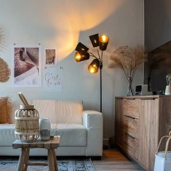 QAZQA Moderne Stehlampe schwarz 5-Licht - Carmen