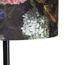 QAZQA Stehlampe schwarz mit Veloursschirm Blumenmuster 40 cm - Simplo -Stehlampen Verkaufsladen 7563 98569 2