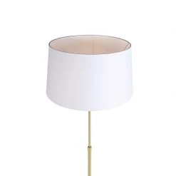 QAZQA Stehlampe Gold / Messing mit Leinenschirm weiß 45 cm - Parte -Stehlampen Verkaufsladen 7581 93223 5