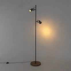 QAZQA Ländliche Stehlampe schwarz mit Holz - Jelle -Stehlampen Verkaufsladen 7584 103999 14