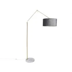 QAZQA Moderne Stehlampe Gold Samtschirm Grau 50 cm - Editor -Stehlampen Verkaufsladen 7611 104963 14