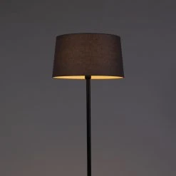 QAZQA Schwarze Stehlampe mit Leinenschirm dunkelgrau 45 cm - Simplo -Stehlampen Verkaufsladen 7615 98577 8