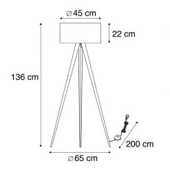 QAZQA Stehlampe schwarz mit schwarzem Schirm und goldener Innenseite - Ilse -Stehlampen Verkaufsladen 7622 102214 4