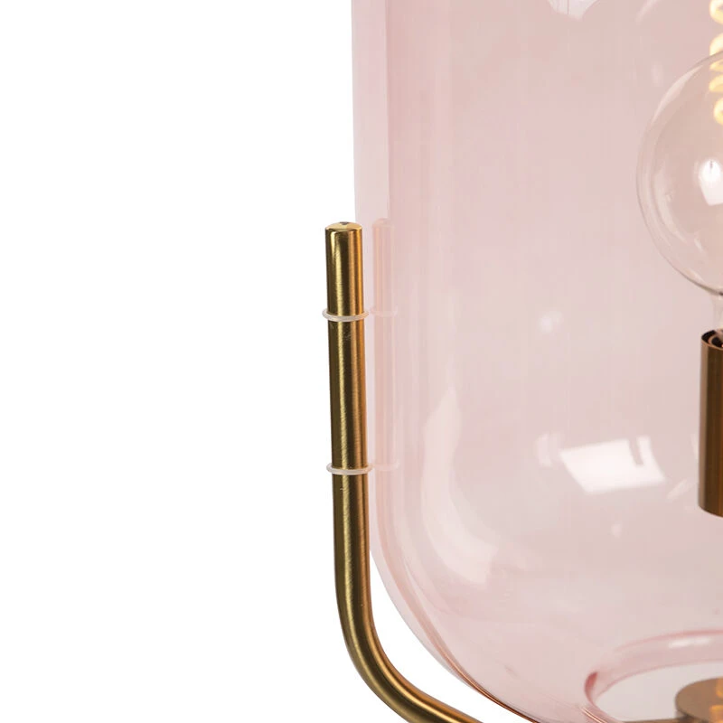 QAZQA Art Deco Stehlampe Messing mit rosa Glas - Bliss 10 QAZQA Art Deco Stehlampe Messing mit rosa Glas - Bliss – Bild 8