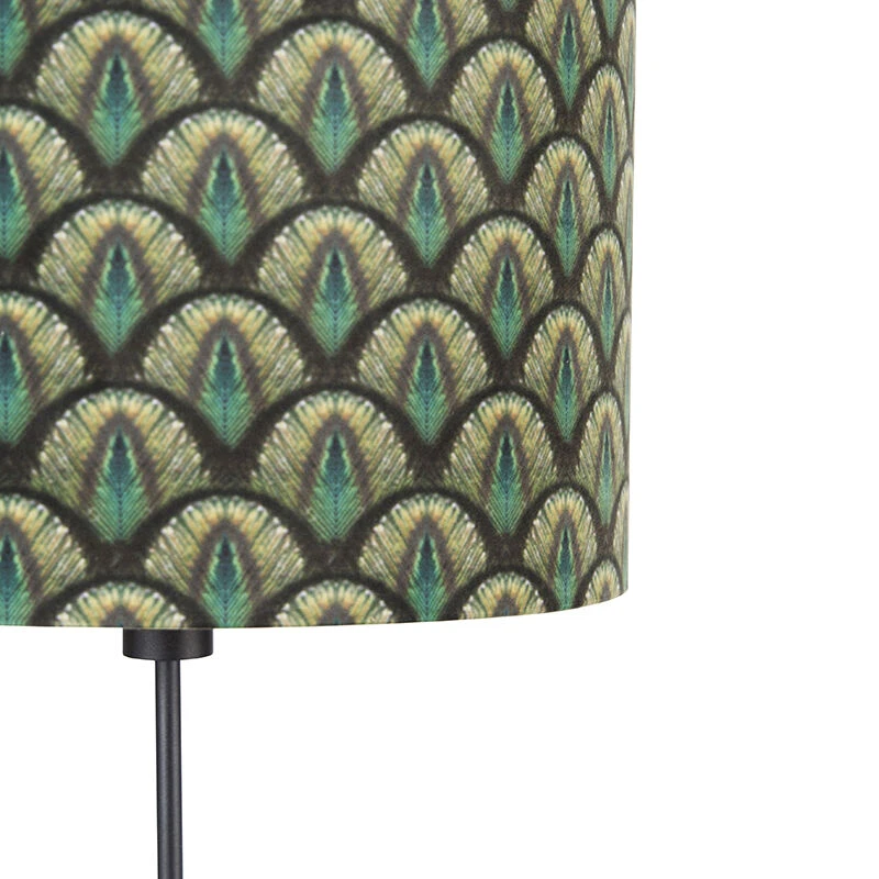 QAZQA Stehlampe schwarzer Schirm Pfau Design 40 cm verstellbar - Parte 4 QAZQA Stehlampe schwarzer Schirm Pfau Design 40 cm verstellbar - Parte – Bild 2