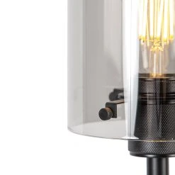 QAZQA Design Stehleuchte schwarz mit Rauchglas - Kuppel -Stehlampen Verkaufsladen 7638 102217 3