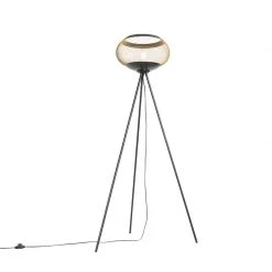 QAZQA Moderne dreibeinige Stehlampe schwarz mit Gold - Lucas -Stehlampen Verkaufsladen 7639 105148 7