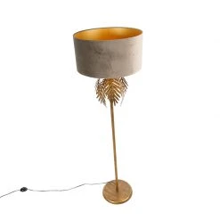 QAZQA Vintage Stehlampe Gold mit Samtschirm Taupe 50 cm - Botanica -Stehlampen Verkaufsladen 7673 103627 5