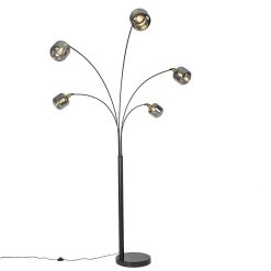 QAZQA Vloerlamp zwart met goud met smoke glas 5-lichts - Zuzanna -Stehlampen Verkaufsladen 7679 105506 12