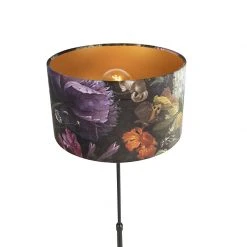QAZQA Stehleuchte schwarz mit Veloursschirm Blüten 35 cm - Parte -Stehlampen Verkaufsladen 7692 98581 5
