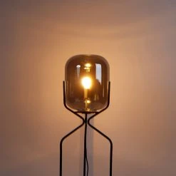 QAZQA Smart Stehlampe schwarz inkl. WiFi A60 Rauchglas - Bliss -Stehlampen Verkaufsladen 7703 103574 18