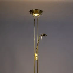 QAZQA Stehleuchte gold mit Leseleuchte inkl. LED und Dimmer - Diva 2 -Stehlampen Verkaufsladen 7742 91862 12