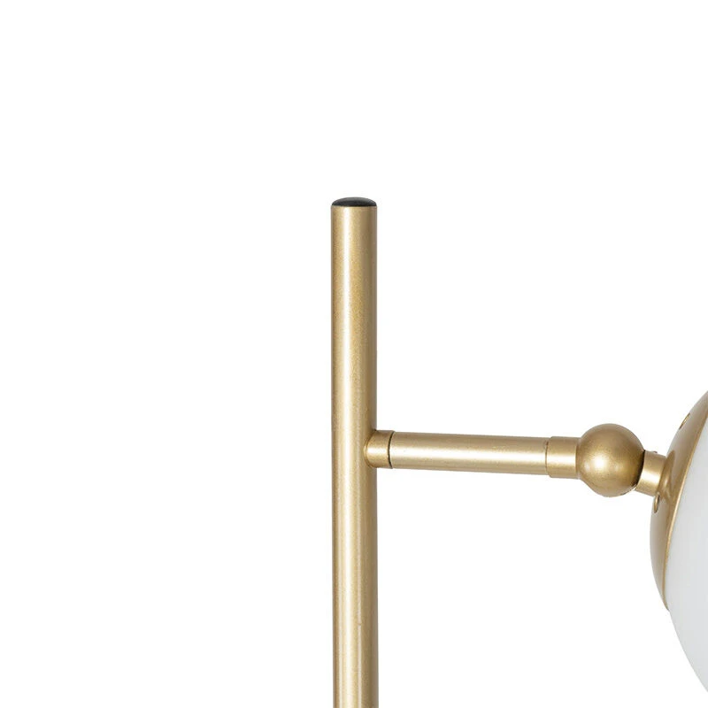 QAZQA Art Deco Stehleuchte Gold mit Milchglas 2-Licht - Pallon 9 QAZQA Art Deco Stehleuchte Gold mit Milchglas 2-Licht - Pallon – Bild 7