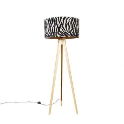 QAZQA Stehlampe Holz mit Stoffschirm Zebra 50 cm - Stativ Classic -Stehlampen Verkaufsladen 7759 104366 11