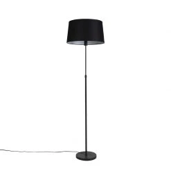QAZQA Stehlampe schwarz mit schwarzem Leinenschirm 45cm verstellbar - Parte -Stehlampen Verkaufsladen 7785 93219 9