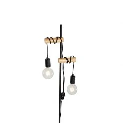QAZQA Land Stehlampe schwarz mit Holz 2-Licht - Dami -Stehlampen Verkaufsladen 7791 103030 9