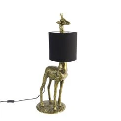 QAZQA Vintage Stehlampe Messing Stoffschirm schwarz - Giraffe To -Stehlampen Verkaufsladen 7808 103809 10