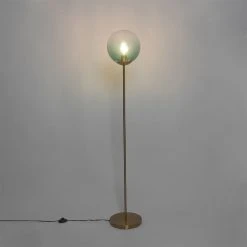 QAZQA Art Deco Stehleuchte Messing mit grünem Glas - Pallon Mezzi -Stehlampen Verkaufsladen 7848 103005 7